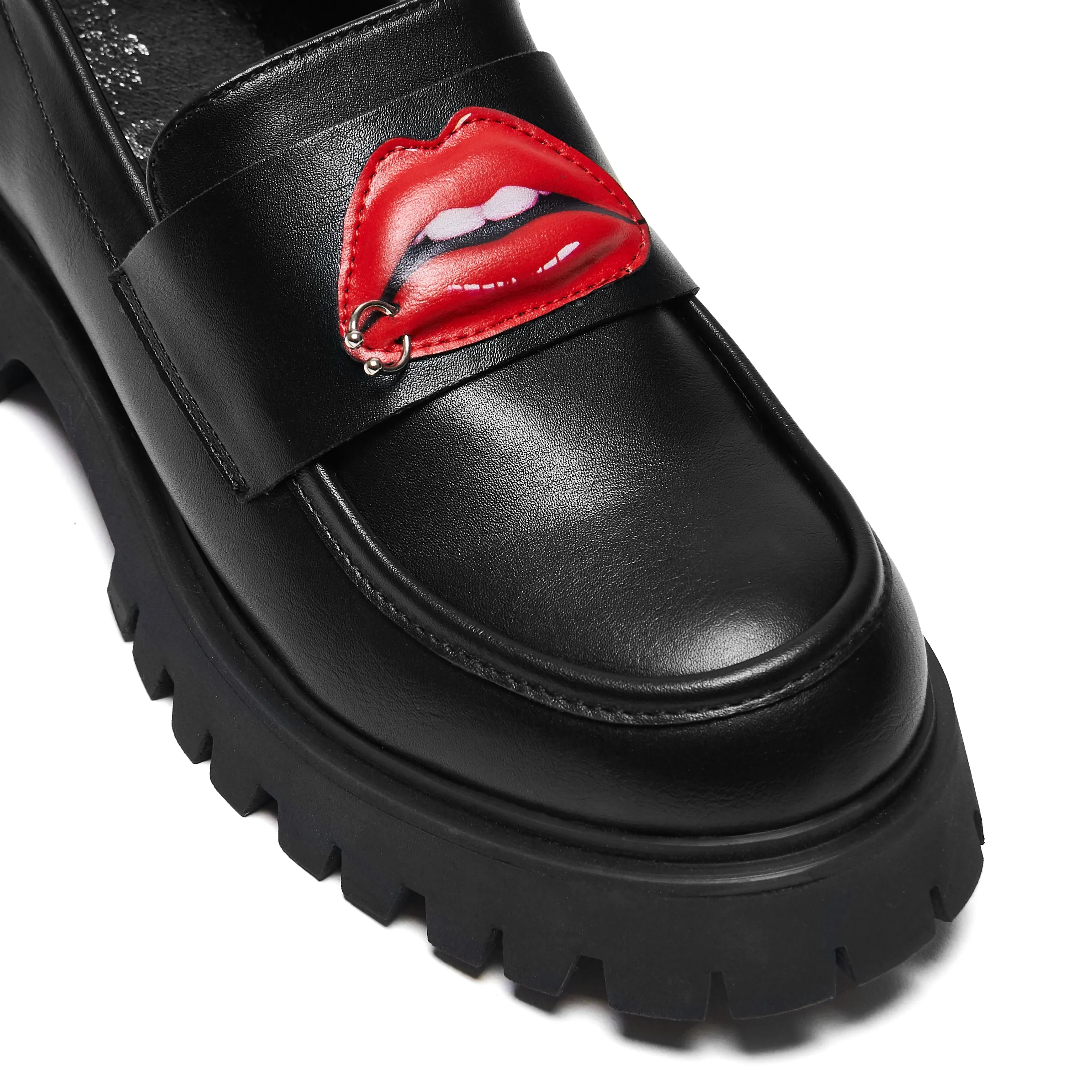 Science Fiction Lips Loafers - Black