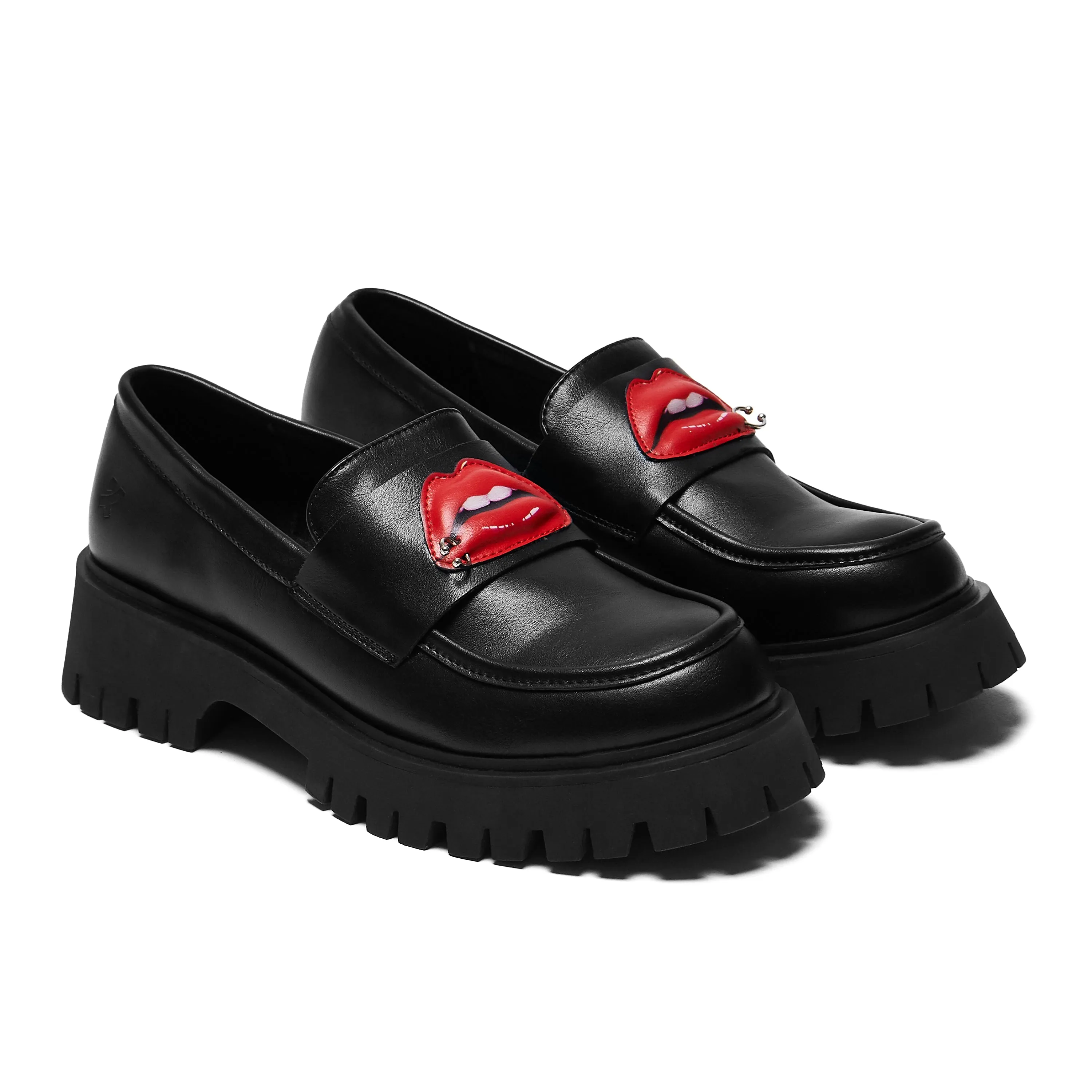 Science Fiction Lips Loafers - Black