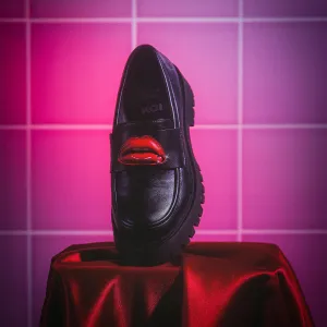 Science Fiction Lips Loafers - Black