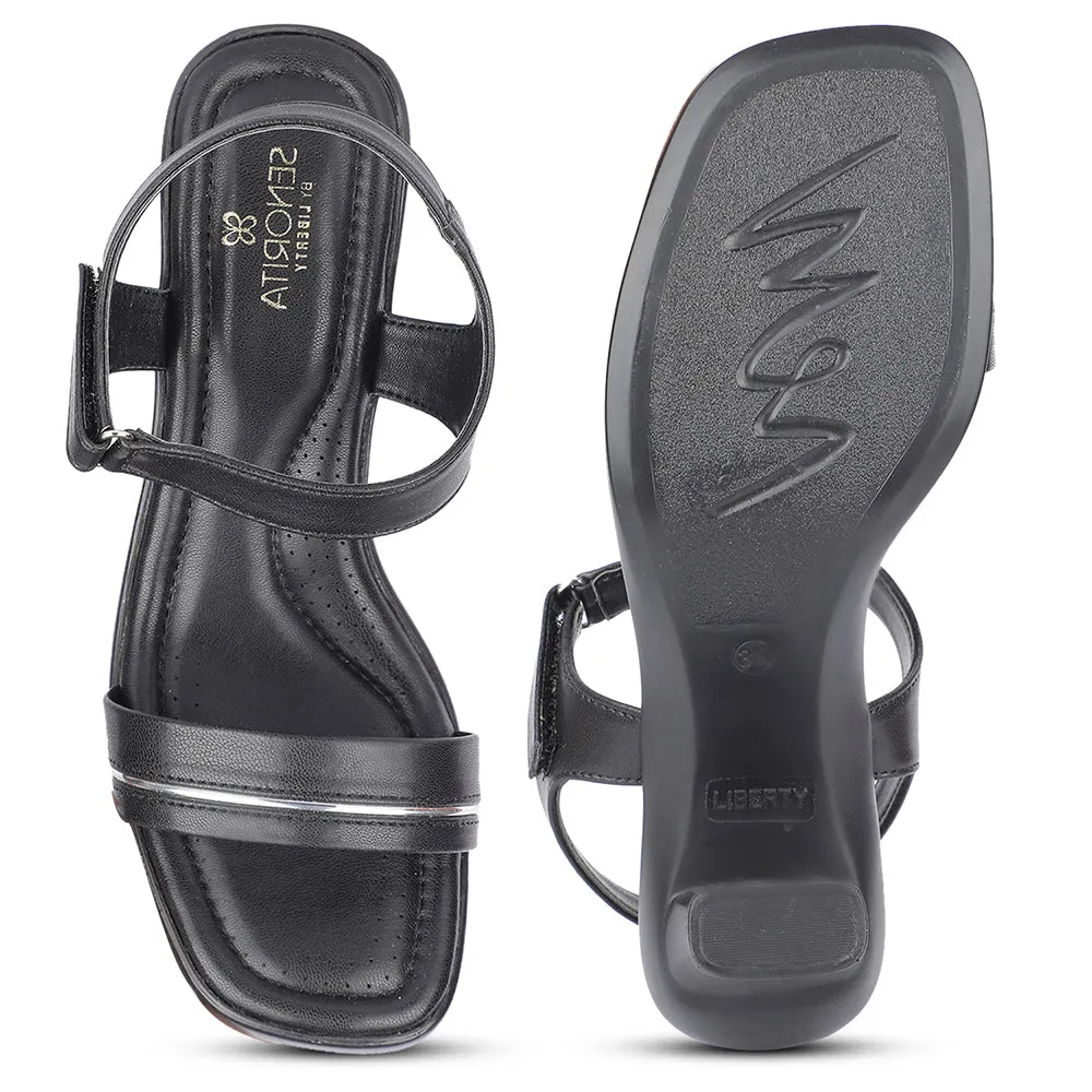 Senorita Casual Black Block Heel Sandal For Women D839-01 By Liberty
