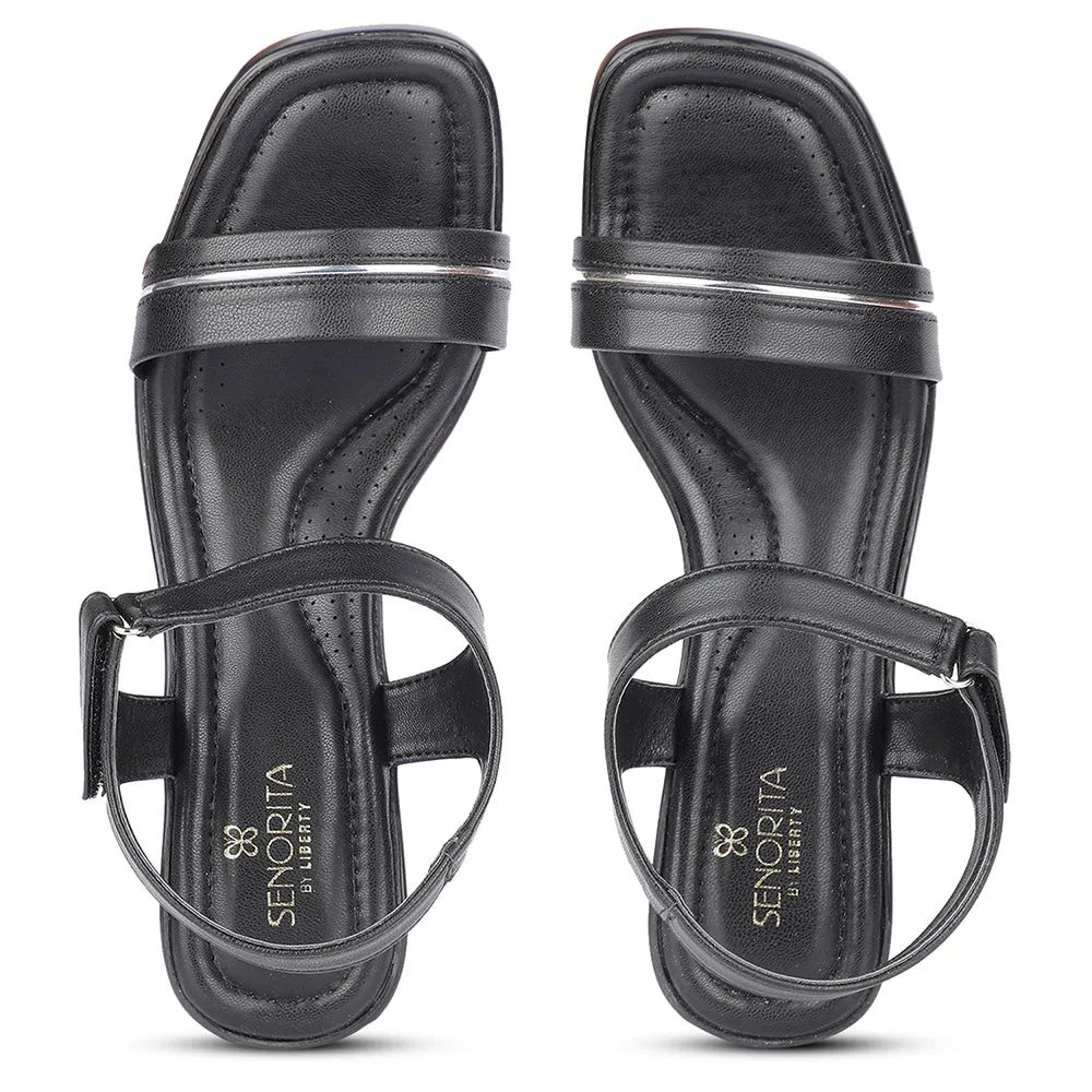 Senorita Casual Black Block Heel Sandal For Women D839-01 By Liberty