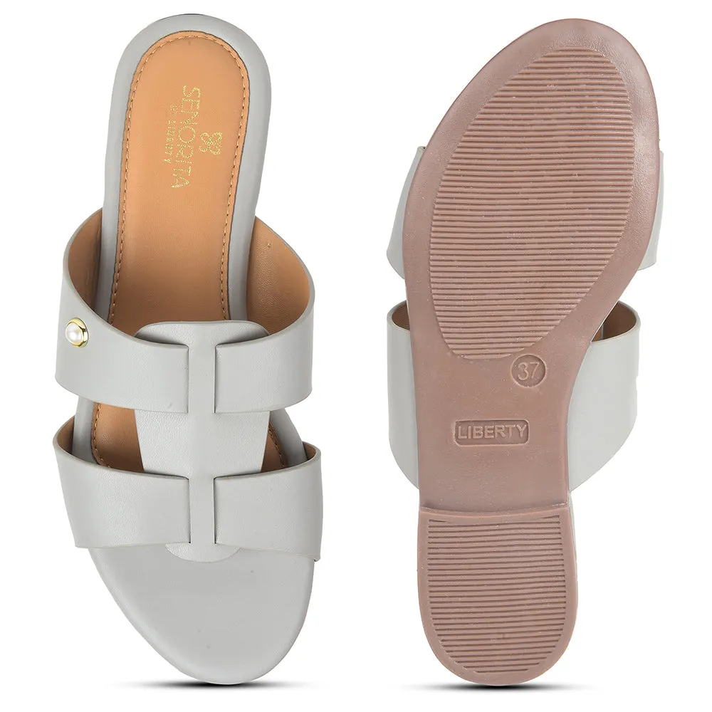 Senorita Light Grey Casual Flat Sandal For Women DFL-102 By Liberty