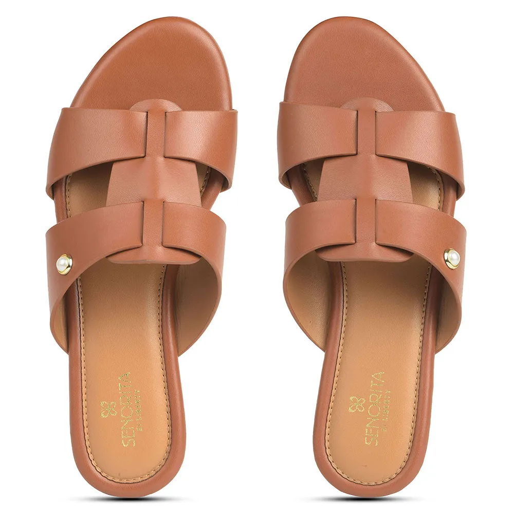 Senorita Tan Casual Flat Sandal For Women DFL-102 By Liberty