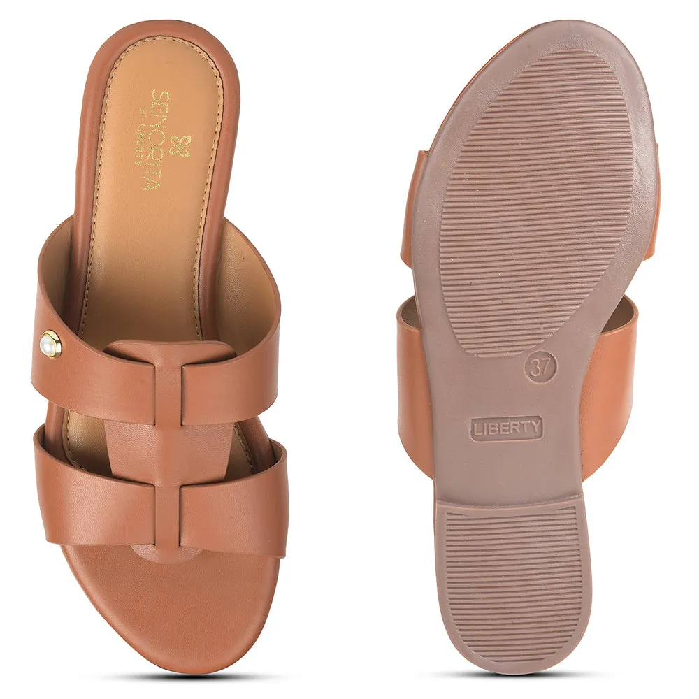 Senorita Tan Casual Flat Sandal For Women DFL-102 By Liberty