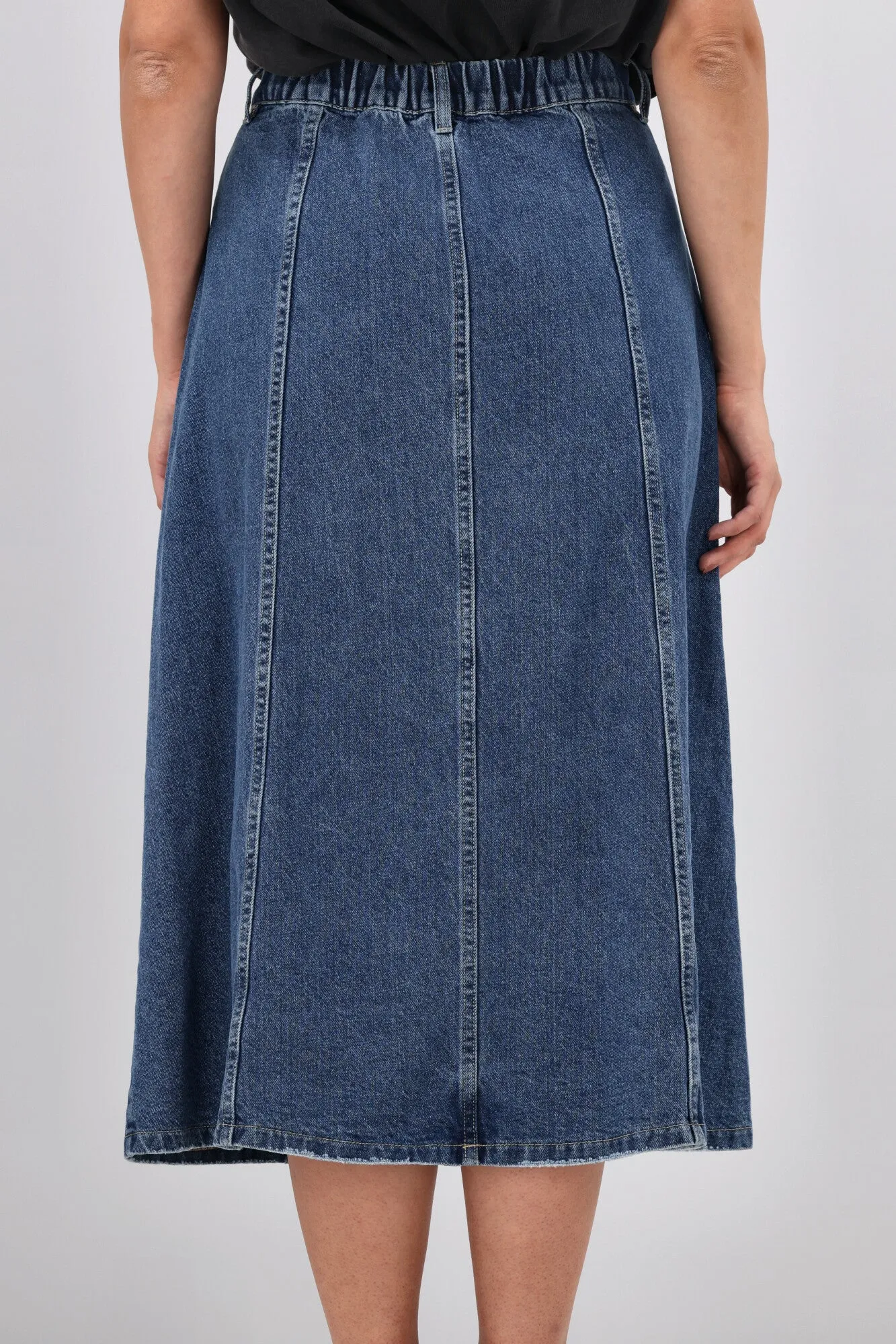 Shine On Label Radiance Panelled Denim Skirt Indigo