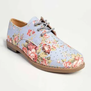 Soft Style by Hush Puppies Tywin Diamante Floral Shoe- Light Denim/Floral
