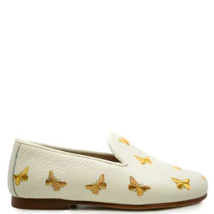 Spain Co Cream and Gold Butterfly Smoking Loafer