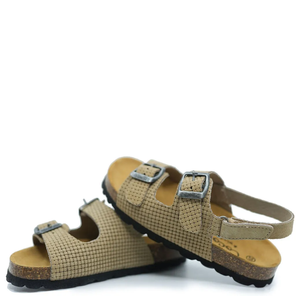 Tocoto Beige Weave Buckle Sandal