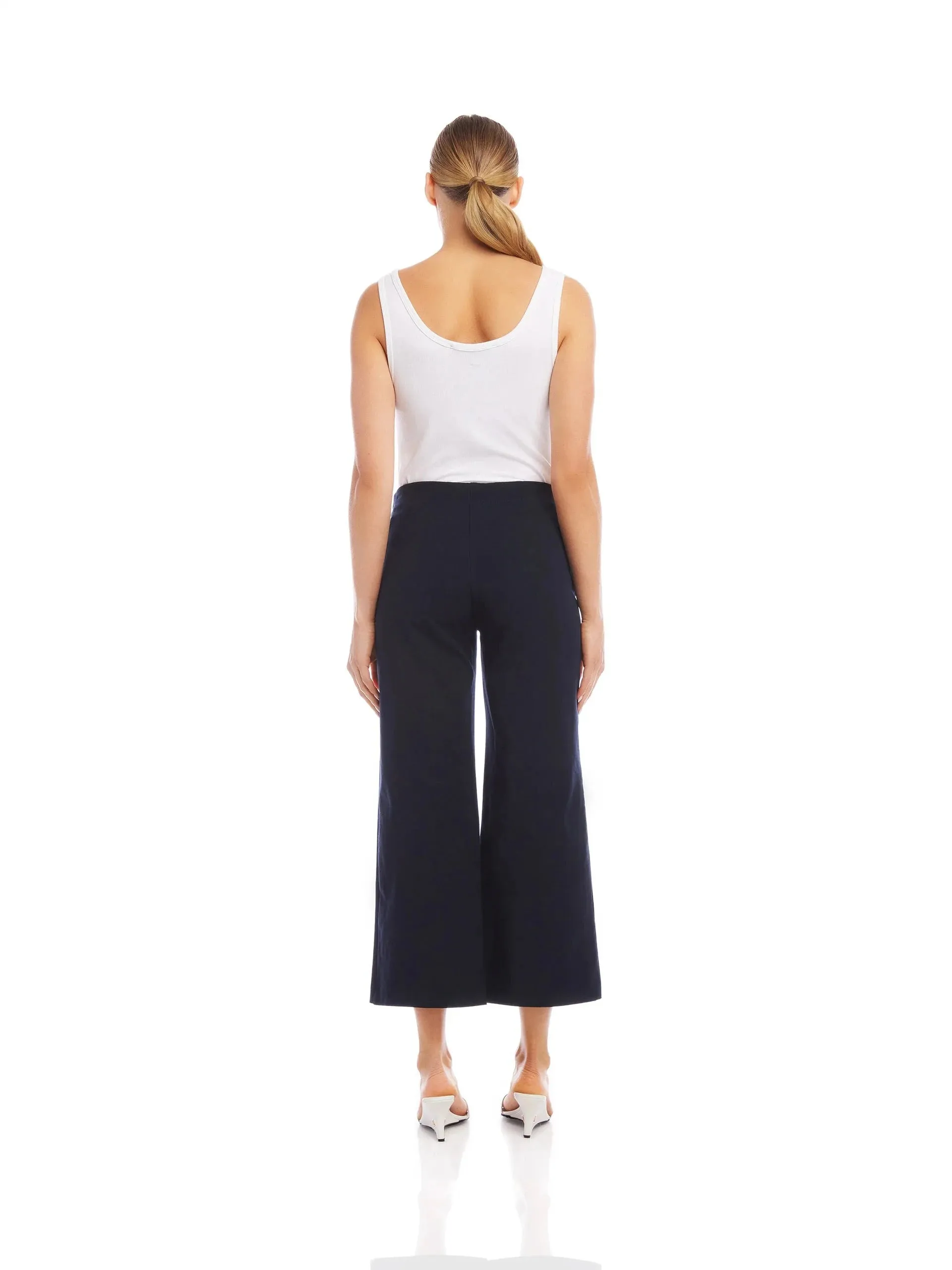 Wide Leg Cropped Pants Navy