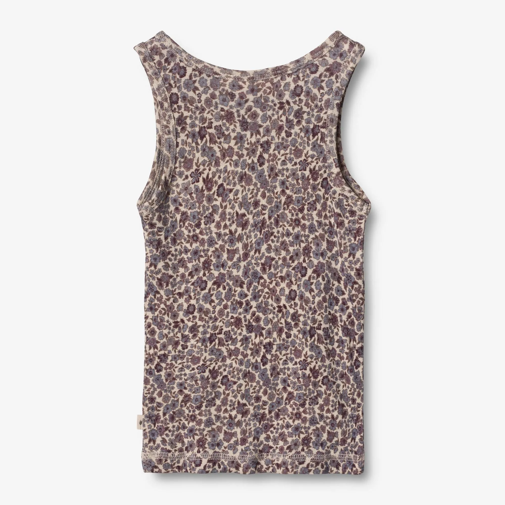 Wool Singlet Elga - purple flowers