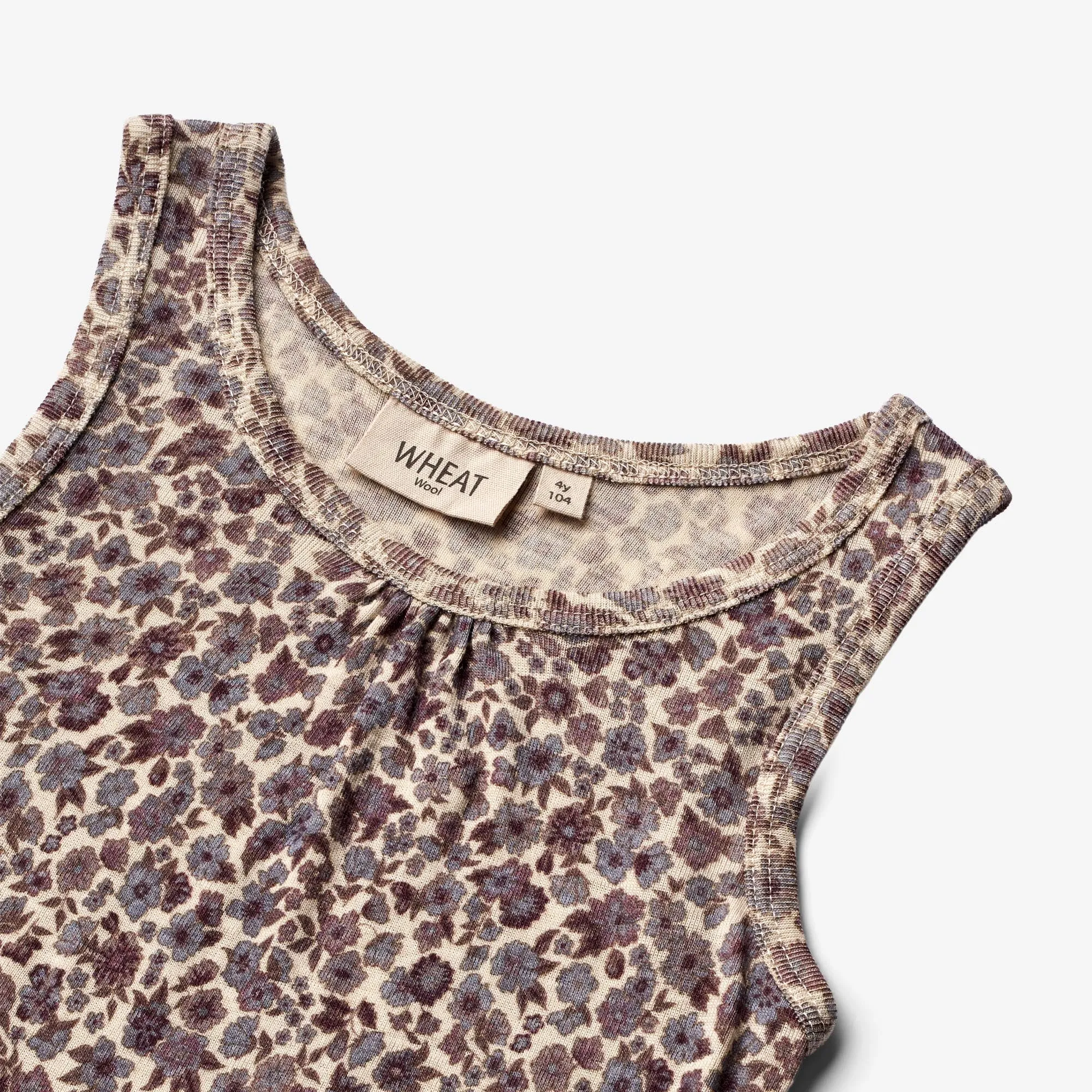 Wool Singlet Elga - purple flowers