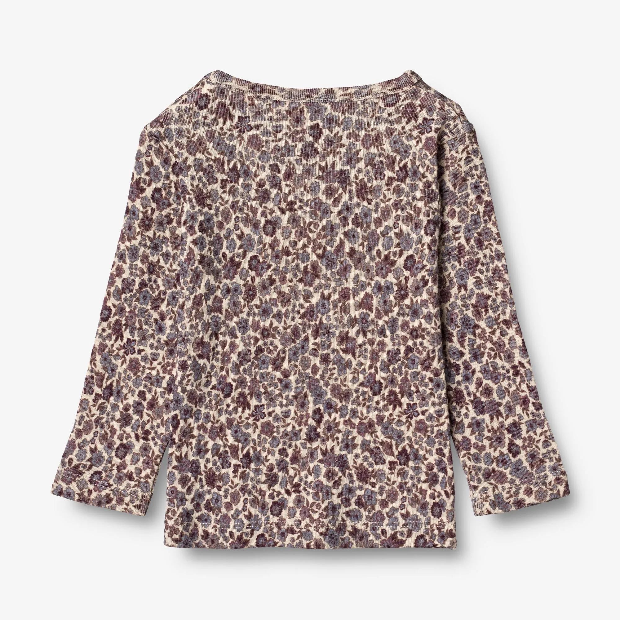 Wool T-Shirt LS | Baby - purple flowers