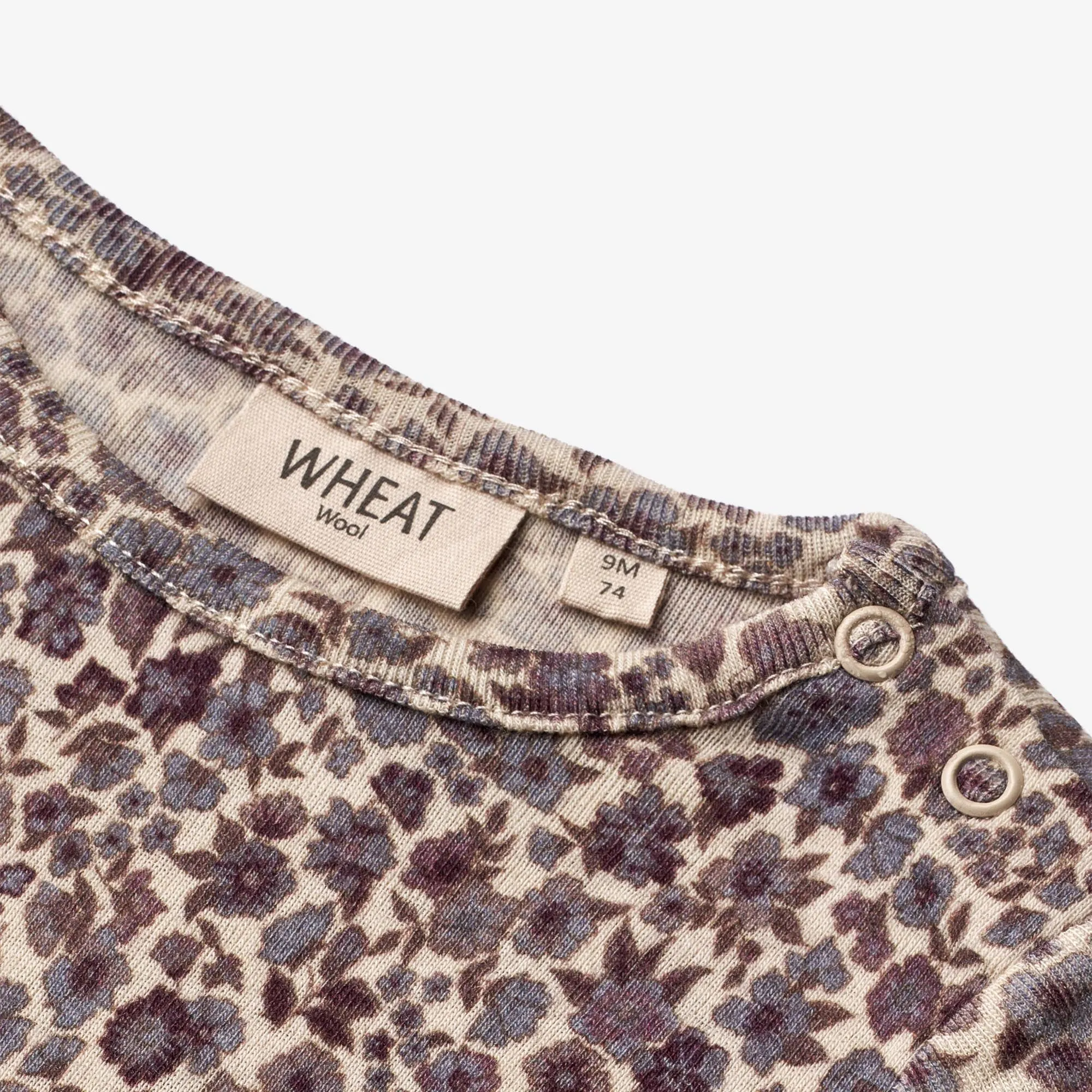 Wool T-Shirt LS | Baby - purple flowers