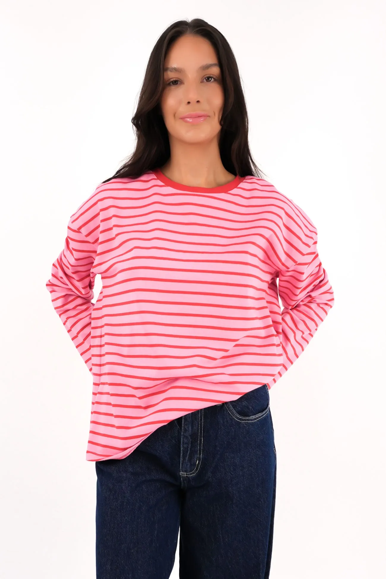 Zora Long Sleeve Tee Pink Stripe