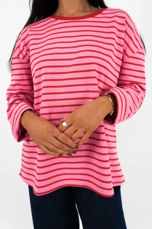 Zora Long Sleeve Tee Pink Stripe